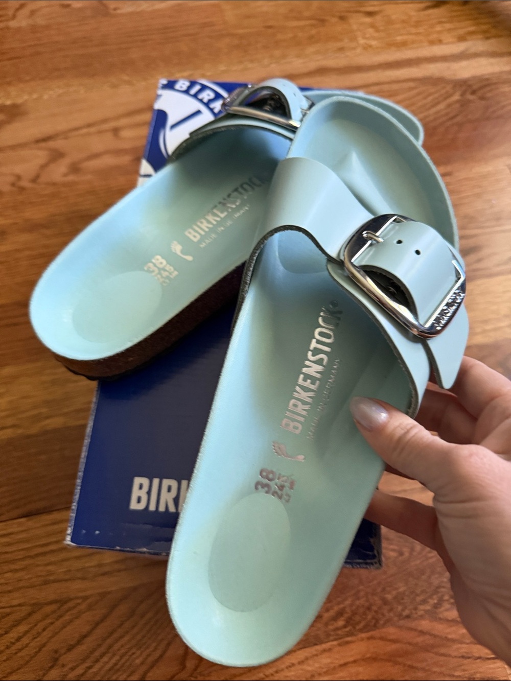 Birkenstock surf Green Madrid big Buckle Slides